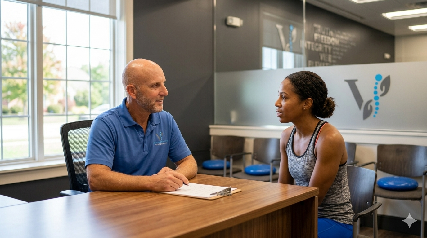 athlete chiropractor in Fishers, IN discussing sports injury symptoms, sports injury chiropractor, chiropractor for sports injury, athlete chiropractor,