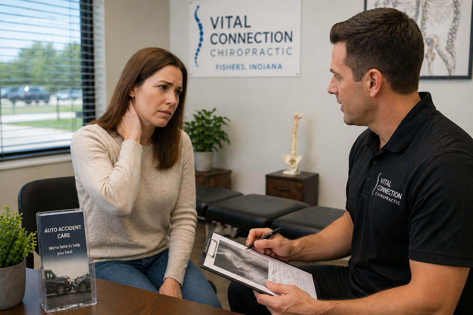 Car accident neck pain evaluation in Fishers, IN, neck pain after car accident, car accident neck pain, neck pain after auto accident,