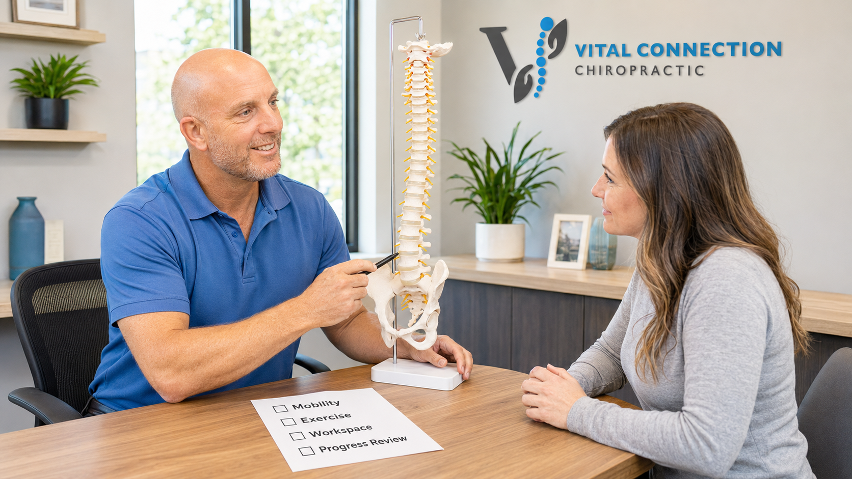 Chiropractor for poor posture in Fishers, IN discussing an individualized care plan, posture correction chiropractor, posture chiropractor, chiropractor for poor posture,