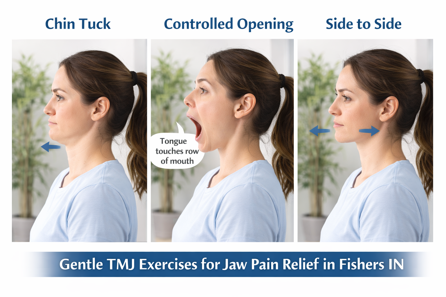Gentle TMJ exercises for jaw pain relief in Fishers IN