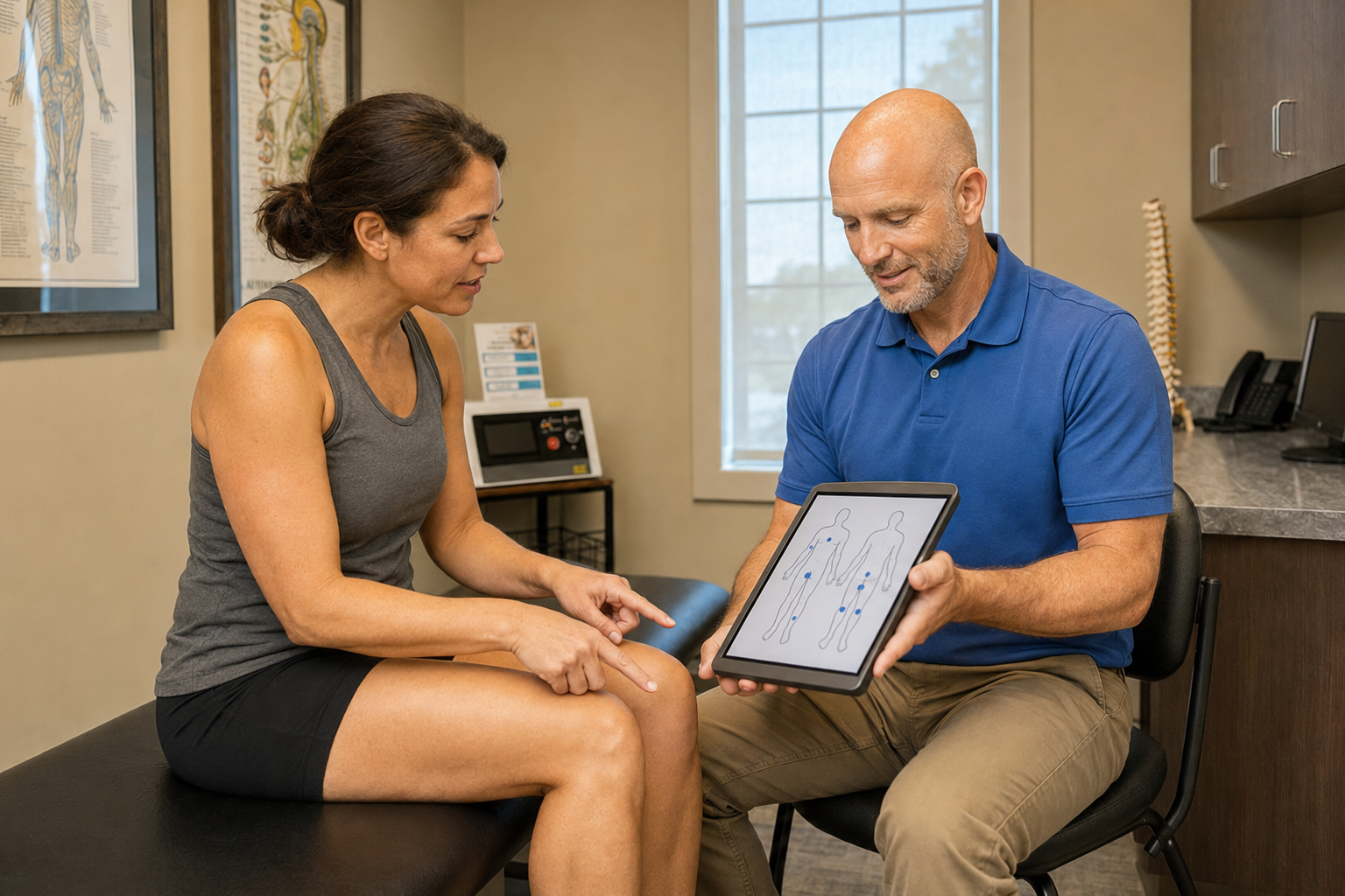 Laser therapy consultation with a chiropractor in Fishers IN