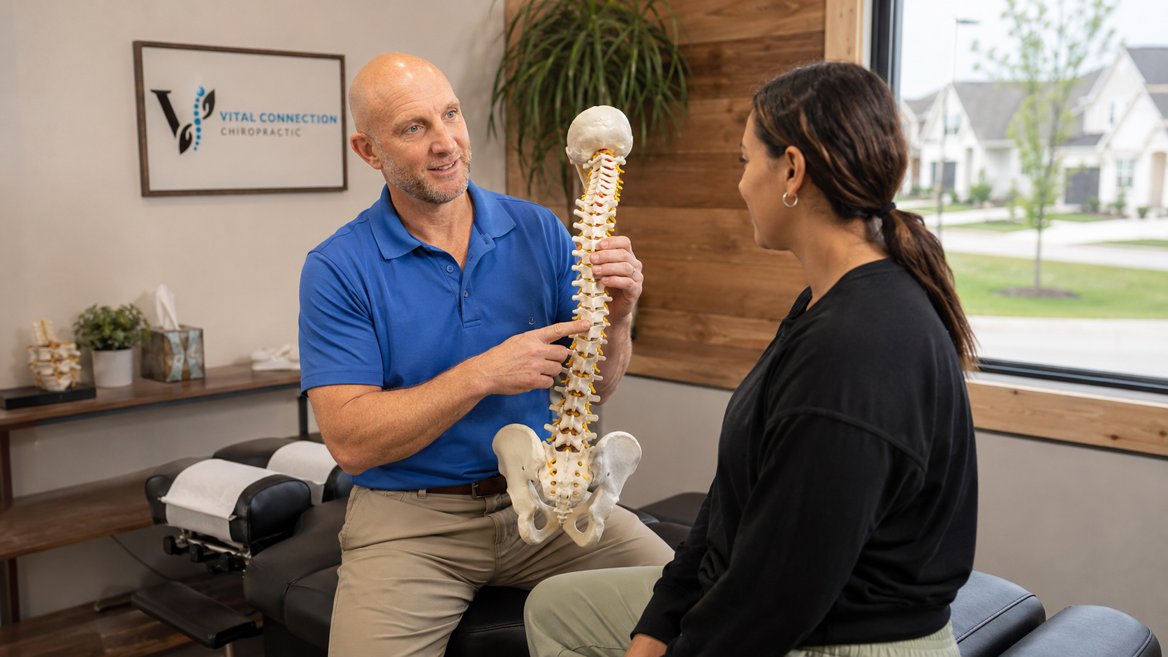 scoliosis chiropractor explaining a spinal curve in Fishers IN, scoliosis chiropractor, chiropractor for scoliosis, scoliosis chiropractic care,
