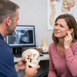 Adult patient with pain in jaw and ear during TMJ consultation in Fishers IN. Adult patient with pain in jaw and ear during TMJ consultation in Fishers IN. how do you treat tmj dysfunction