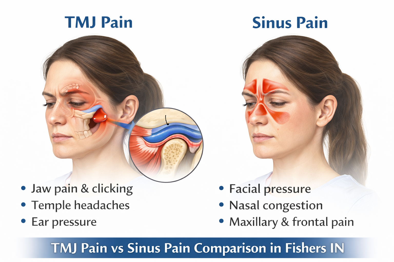 TMJ pain vs sinus pain comparison in Fishers IN