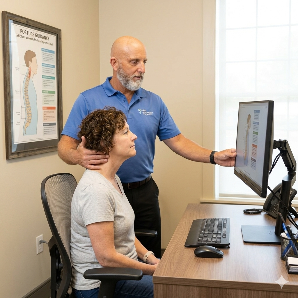 Whiplash pain relief posture guidance in Fishers, IN for neck strain after injury, whiplash treatment, whiplash treatment near me, whiplash pain relief,
